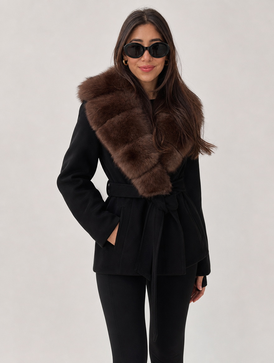 Women's Faux Fur Lapel Coat