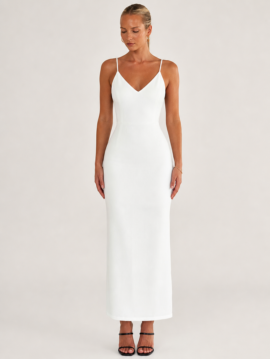 Women's V-Neck Backless Maxi Dress