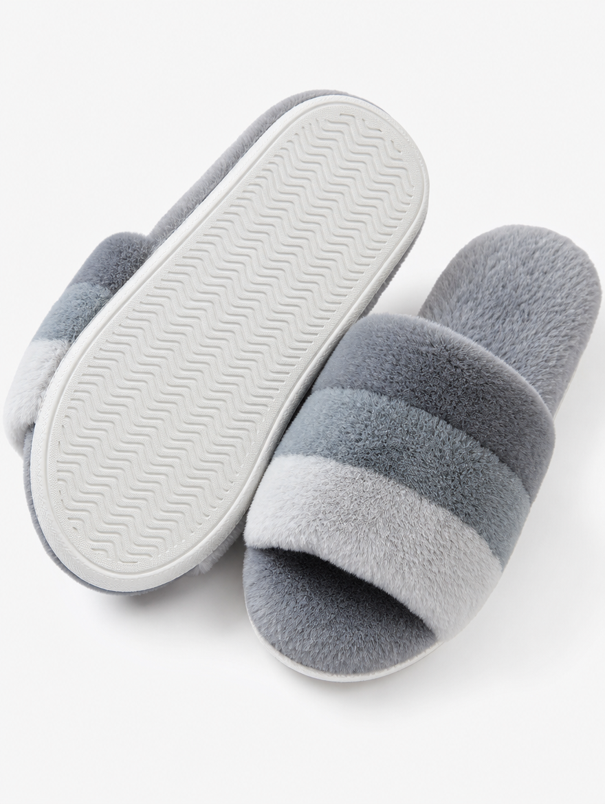 Plush Open Toe Slippers