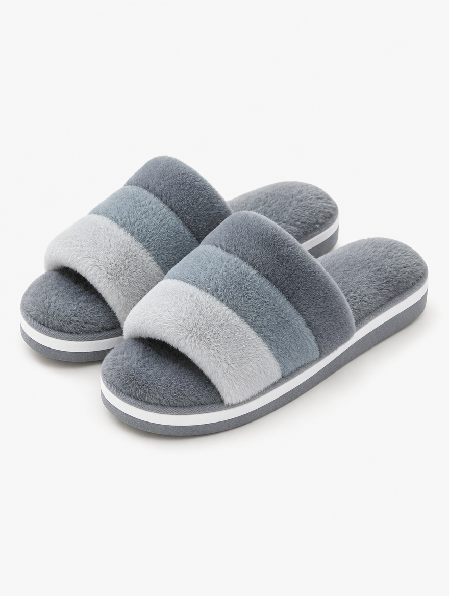 Plush Open Toe Slippers