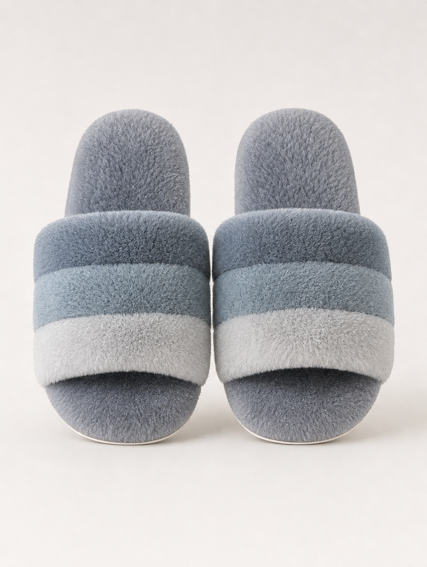 Plush Open Toe Slippers